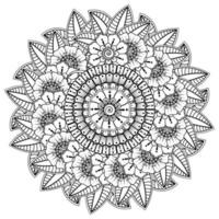 padrão circular em forma de mandala com flor de henna, mehndi. vetor