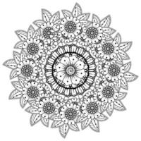 padrão circular em forma de mandala com flor de henna, tatuagem. vetor