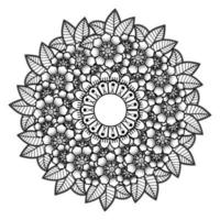 padrão circular em forma de mandala com flor de henna, tatuagem. vetor