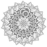 padrão circular em forma de mandala com flor de henna, tatuagem. vetor