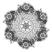 padrão circular em forma de mandala com flor de henna, tatuagem. vetor