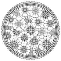 padrão circular em forma de mandala com flor para henna, mehndi vetor