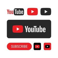 ícone de mídia social plana botão do youtube vetor