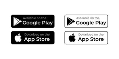 faça o download no botão da play store e no ícone da app store da apple vetor