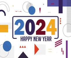 feliz Novo ano 2024 feriado Projeto multicolorido abstrato vetor logotipo símbolo ilustração