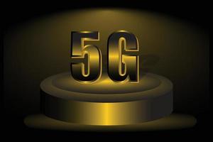 Símbolo de internet 5g com palco de luxo em fundo dourado vetor