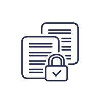 documento proteção linha ícone, dados segurança vetor