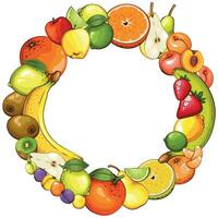 frutas quadro, Armação em branco fundo. colorida quadro, Armação com frutas ilustração, frutas misturar. fruta modelo Projeto vetor