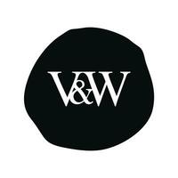 vw inicial logotipo carta escova monograma empresa vetor