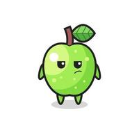 personagem de maçã verde fofa com expressão suspeita vetor
