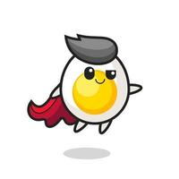 O personagem super-herói de ovo cozido fofinho está voando vetor