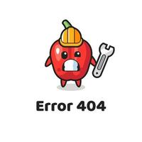 erro 404 com o mascote bonito do pimentão vermelho vetor