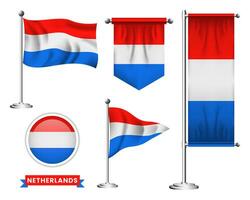 vetor conjunto do a nacional bandeira do Países Baixos dentro vários criativo desenhos
