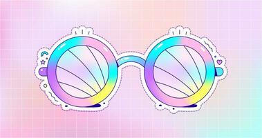 groovy pastel cor oculos escuros. brilhante psicodélico adesivo. vetor