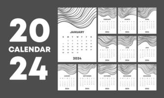 moderno 2024 Novo ano à moda calendário modelo vetor