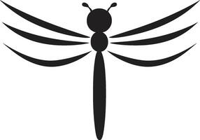 celestial asas dentro Preto enluarada libélula símbolo vetor