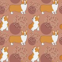 desatado corgi padronizar. desenho animado casa bicho de estimação, conjunto do fofa filhotes para imprimir, cartazes e cartão postal. vetor corgi animal fundo. engraçado pequeno cachorrinho