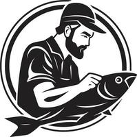 pescador logotipo honrando a Difícil trabalhos e dedicação do pescadores pulga vetor logotipo ícone uma Eterno símbolo do Diversão e descoberta