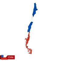 Chile mapa com acenando bandeira do país. vetor