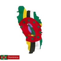 dominica mapa com acenando bandeira do país. vetor