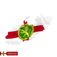 Alderney mapa com acenando bandeira do país. vetor