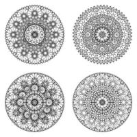 padrão circular em forma de mandala com flor para henna vetor