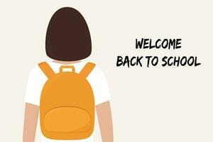 menina com mochila pronto para ir costas para escola. plano vetor ilustração