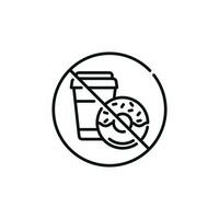 não Comida e bebidas permitido linha ícone símbolo. não comendo linha ícone isolado em branco fundo vetor