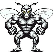 feroz inseto ícone icônico Preto emblema poderoso vespa perfil monocromático mascote Projeto vetor