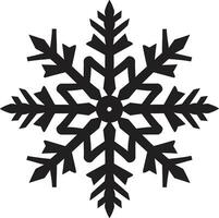 símbolo do neve monocromático floco de neve ícone majestoso gelo cristal dentro Preto vetor emblema