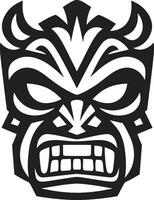 minimalista indígena arte monocromático emblema ícone do cultural riqueza tiki vetor logotipo