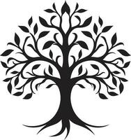 arbóreo majestade Preto árvore logotipo silhueta símbolo do crescimento monocromático árvore ícone vetor