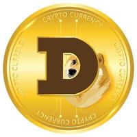 logotipo da moeda doge com a letra d e mascote, dogecoin para o símbolo da lua vetor