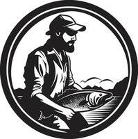 lustroso pescador logotipo Projeto negrito e moderno olho pegando pescador logotipo ícone vetor