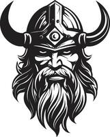 Preto viking chefe uma poderoso emblema do bravura invasores do a fiorde uma viking mascote dentro vetor