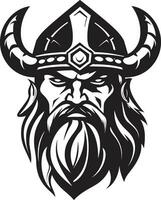 ébano norueguês Corsário à moda viking logotipo Projeto a viking chefe uma temível mascote ícone vetor