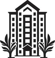 elegante vivo símbolo apartamento construção ícone Preto excelência vetor apartamento logotipo