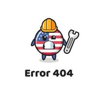 erro 404 com o mascote fofo do emblema da bandeira dos estados unidos vetor