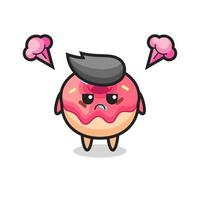 expressão irritada do personagem de desenho animado de donut fofinho vetor