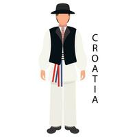 uma homem dentro uma croata folk traje e cocar. cultura e tradições do Croácia. ilustração, vetor