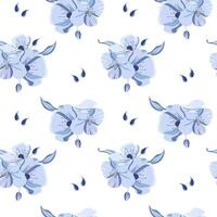desatado padronizar do abstrato azul hibisco flores ilustração, fundo, vetor