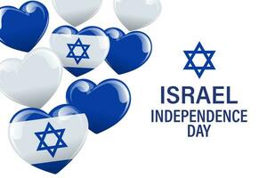 independência dia Israel. bandeira com azul e branco balões corações, israelense bandeiras. ilustração, vetor