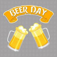 Cerveja dia. vidro canecas com espumoso cerveja. bebida. ilustração, vetor