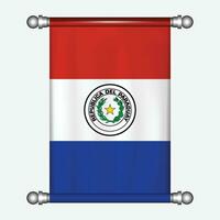 realista suspensão bandeira do Paraguai galhardete vetor