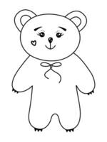 kawaii Preto e branco urso, fofa formal monocromático ilustração vetor