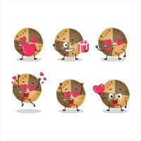 docinho biscoitos desenho animado personagem com amor fofa emoticon vetor
