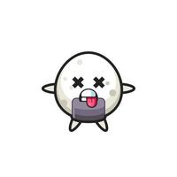 personagem do onigiri fofo com pose de morto vetor