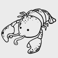 desenho animado personagens mar animais esboço clipart gráfico mão impressão vetor