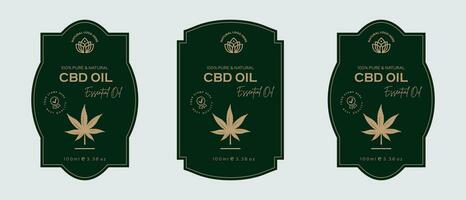 cbd óleo etiquetas com cannabis folha editável vetor Arquivo