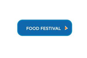 Novo Comida festival local na rede Internet, clique botão, nível, sinal, discurso, bolha bandeira, vetor